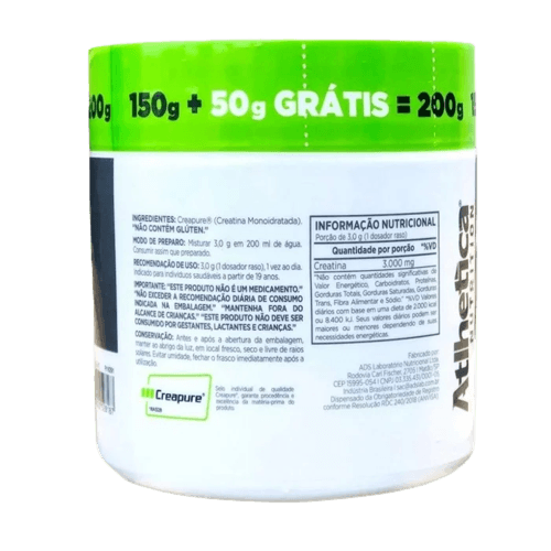 CREATINE CREAPURE (200G) ATLHETICA NUTRITION